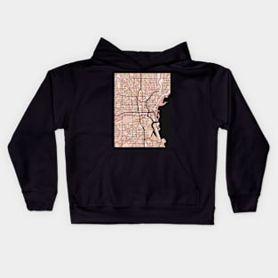 Milwaukee Map Pattern in Soft Pink Pastels Kids Hoodie